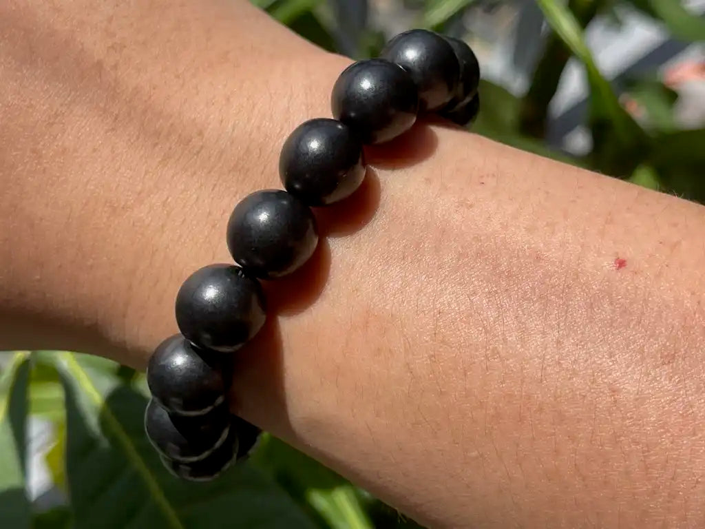 Russia Shungite Bracelet A Grade 100% Natural Crystal Gemstone - JING WEN CRYSTAL