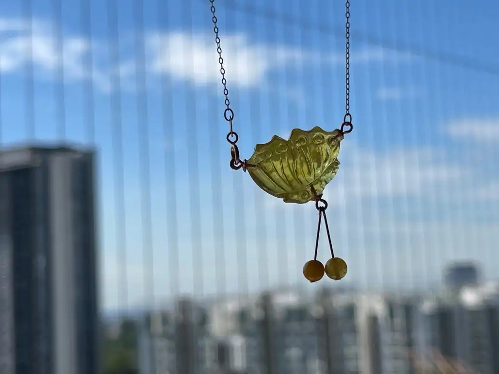 Russia Amber Butterfly Pendant Necklace in Rose Gold Silver 925 Chain A Grade 100% Natural Crystal Gemstone - JING WEN CRYSTAL