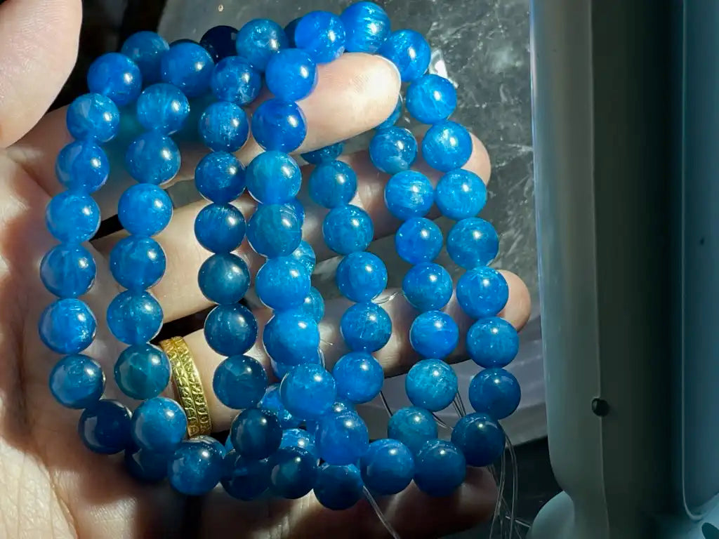 Peru Apatite Bracelet 8-9mm A Grade 100% Natural Crystal Gemstone - JING WEN CRYSTAL