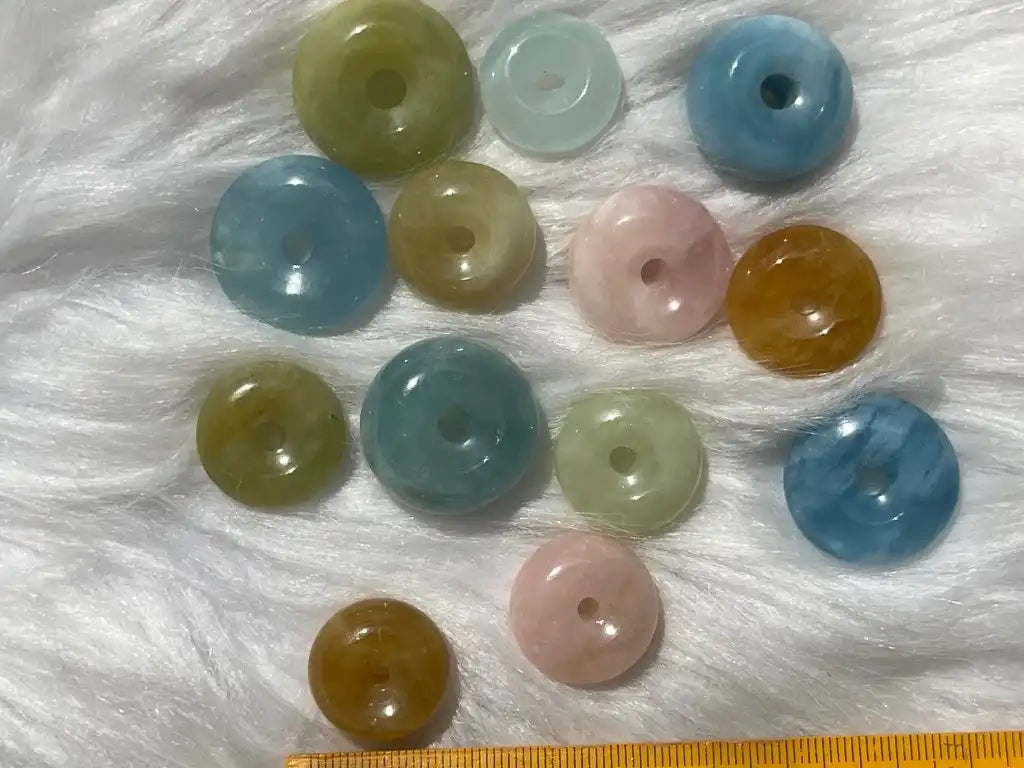 Madagascar Beryl Donut Pendant A Grade 100% Natural Crystal Gemstone - JING WEN CRYSTAL