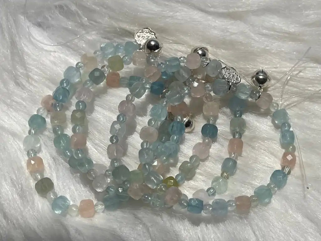 Madagascar Beryl Bracelet 6mm Faceted Cube with Silver 925 Accessories A Grade 100% Natural Crystal Gemstone - JING WEN CRYSTAL