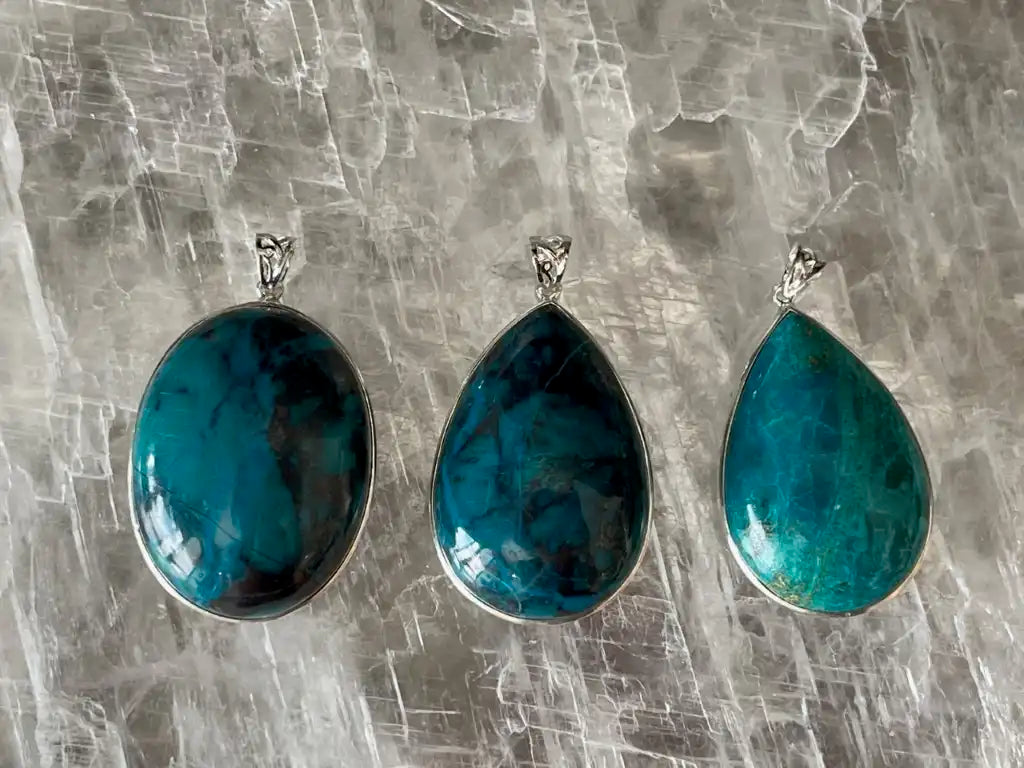 Eilat Pendant in Silver 925 A Grade 100% Natural Crystal Gemstone - JING WEN CRYSTAL