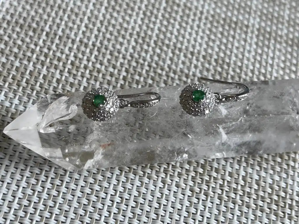 Ethiopian Emerald Earring A Grade in Silver 925 100% Natural Crystal Gemstone - JING WEN CRYSTAL