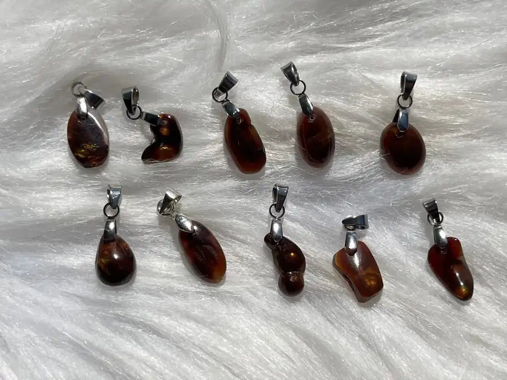 Mexico Fire Agate Pendant A Grade 100% Natural Crystal Gemstone - JING WEN CRYSTAL