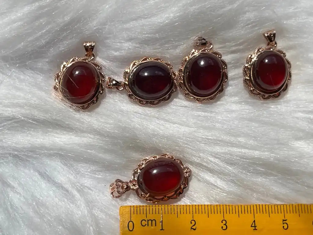 Brazil Orange Garnet Pendant in Silver 925 Rose Gold Plated A Grade 100% Natural Crystal Gemstone - JING WEN CRYSTAL