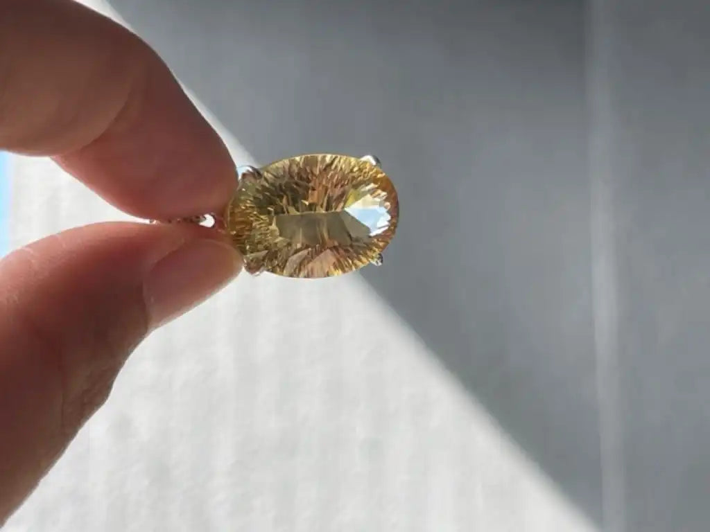 Madagascar Yellow Citrine Pendant High A Grade 100% Natural Crystal Gemstone for Wealth - JING WEN CRYSTAL