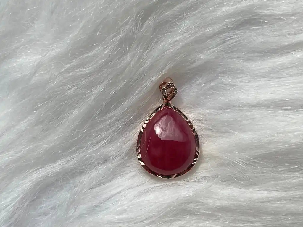 USA Rhodonite Pendant in Silver 925 High A Grade 100% Natural Crystal Gemstone - JING WEN CRYSTAL