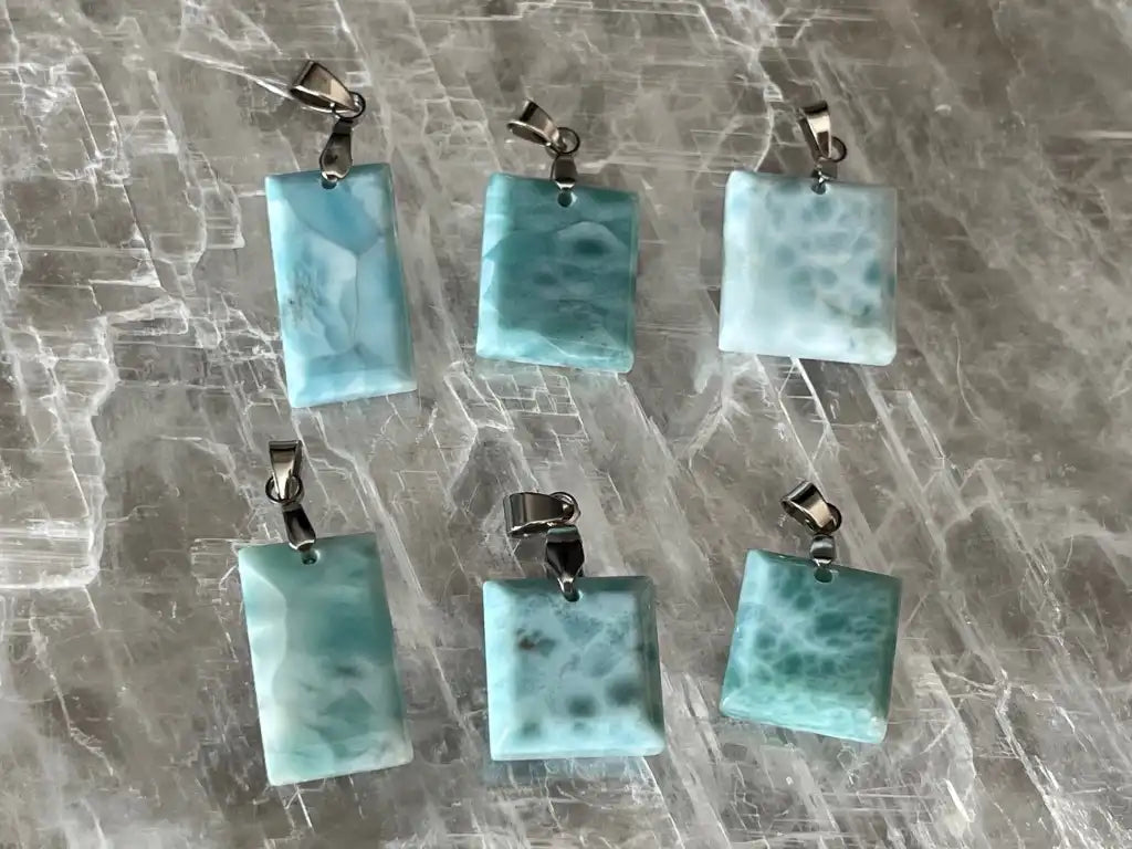 Dominican Republic Larimar Pendant A Grade 100% Natural Crystal Gemstone - JING WEN CRYSTAL