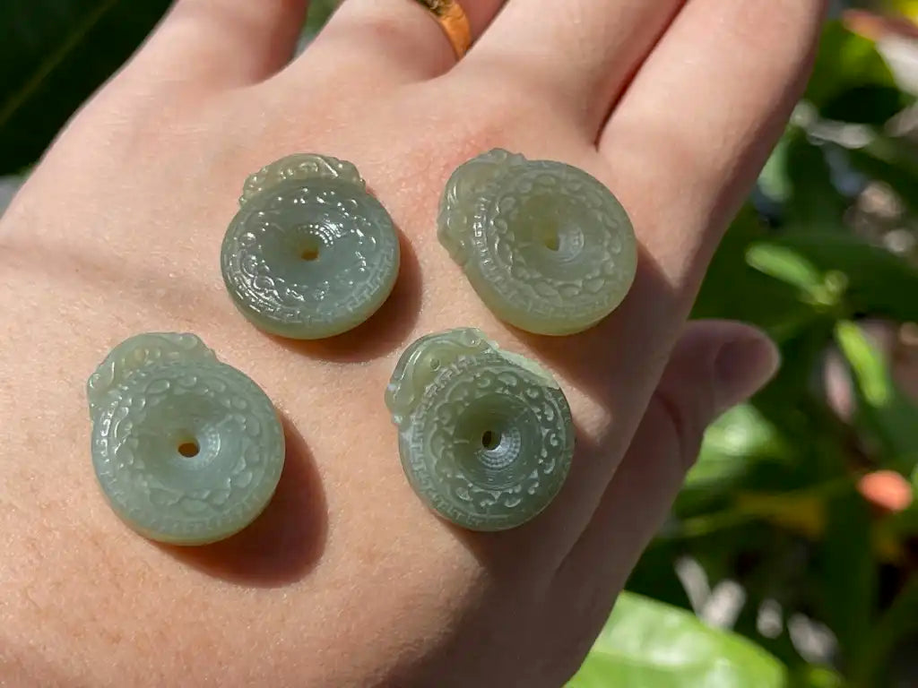Burma Jade Donut Pendant A Grade 100% Natural Crystal Gemstone - JING WEN CRYSTAL