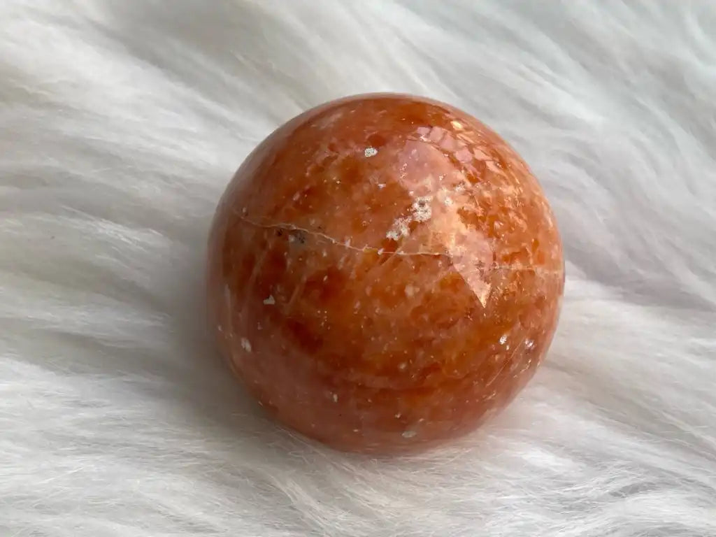 Mexico Orange Calcite Sphere 5cm+ 100% Natural Crystal Gemstone - JING WEN CRYSTAL