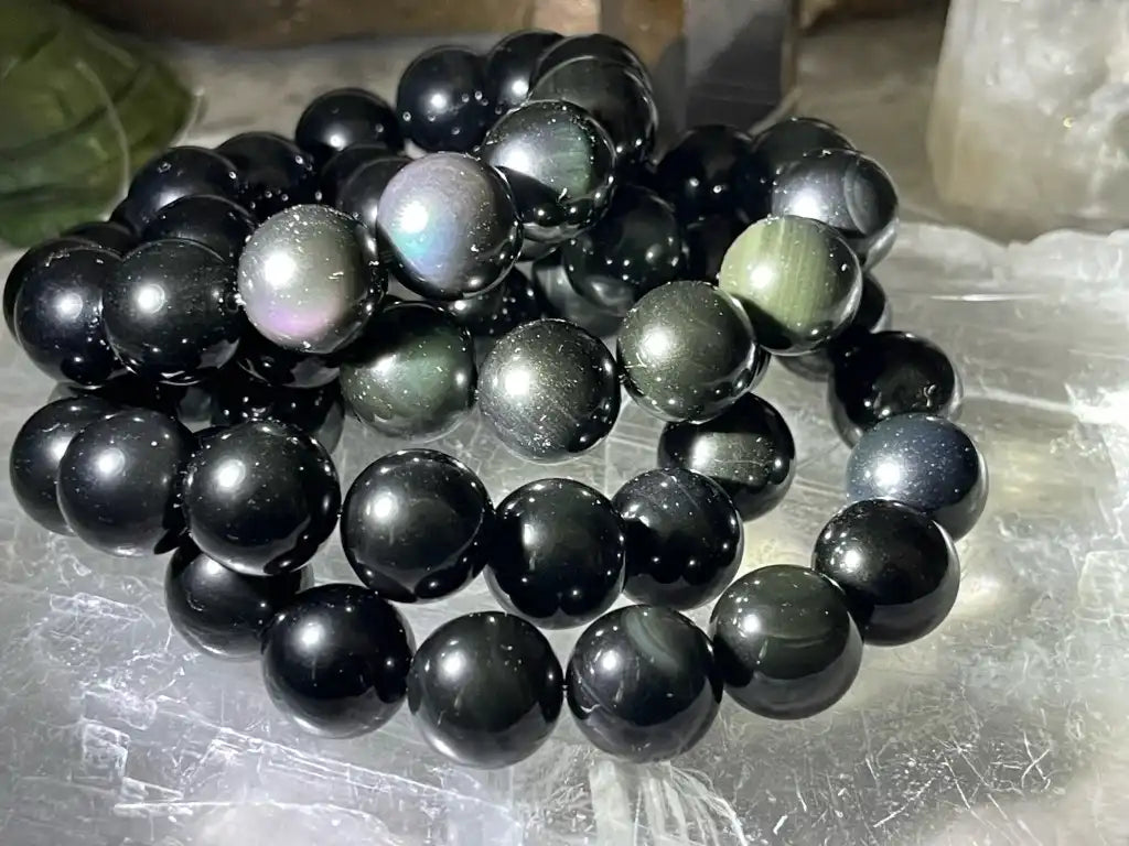 Brazil Rainbow Obsidian Bracelet 13.5 14.5mm A Grade 100 Natural
