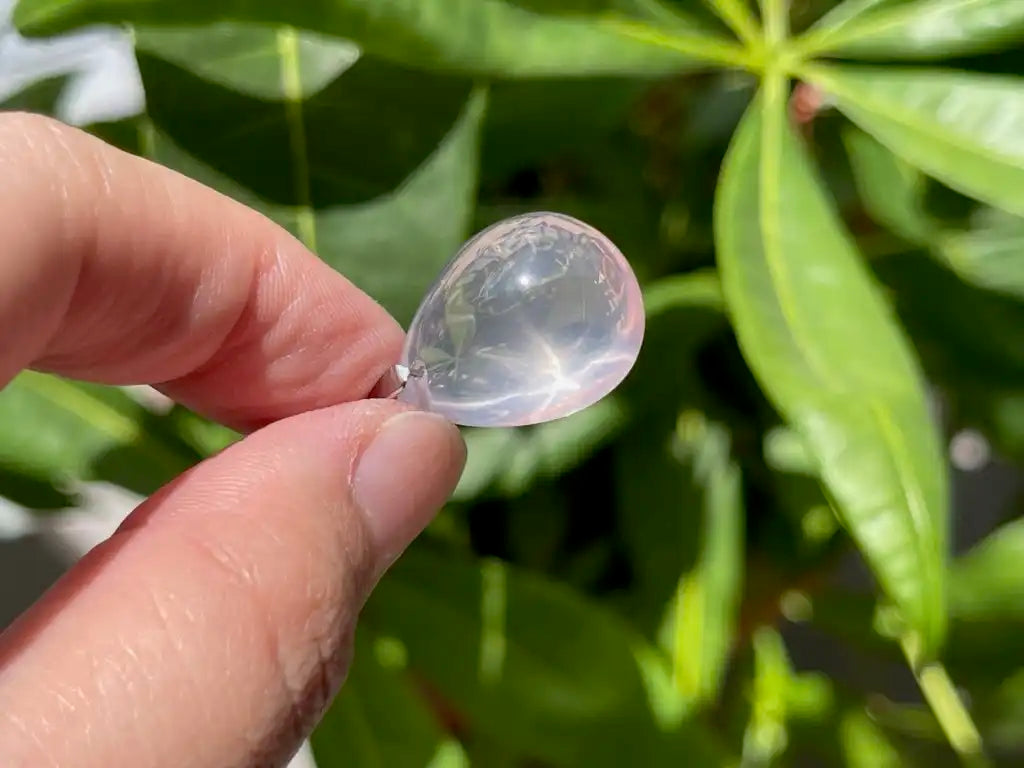 Madagascar Rose Quartz in Star Quartz Pendant 100% Natural Crystal Gemstone - JING WEN CRYSTAL