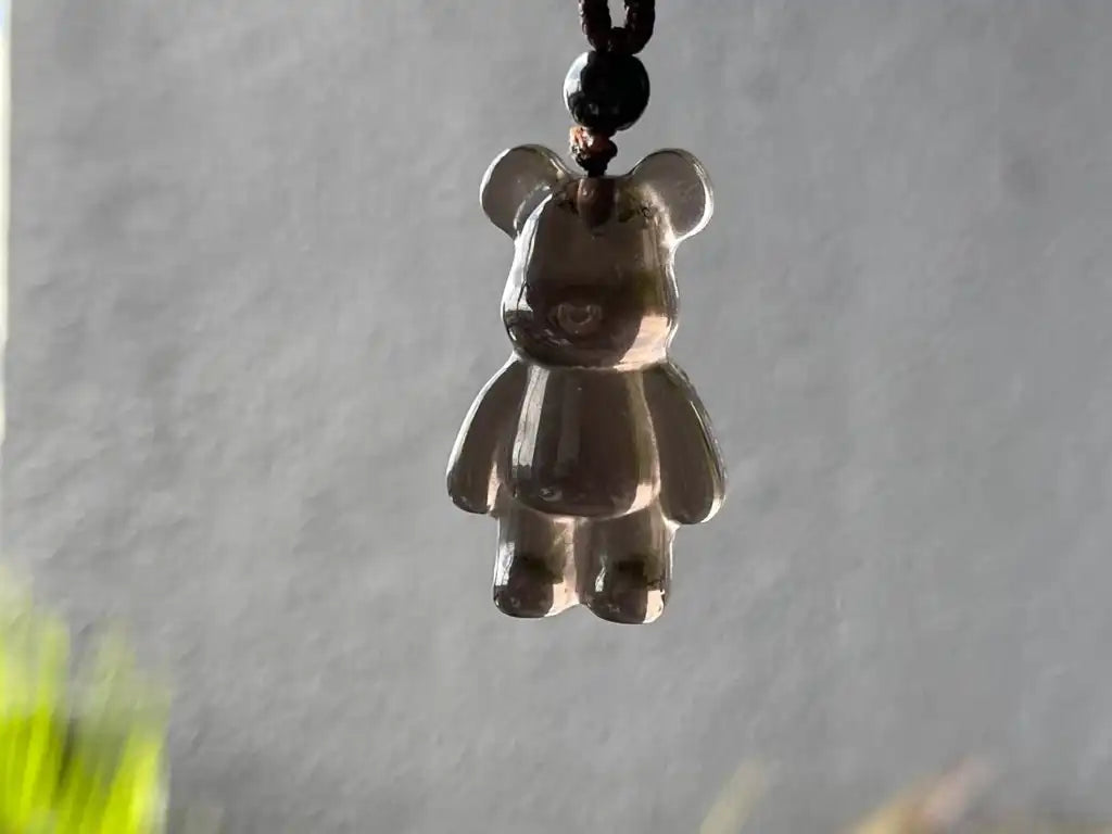 Brazil Smoky Quartz Teddy Bear Pendant A Grade 100% Natural Crystal Gemstone - JING WEN CRYSTAL
