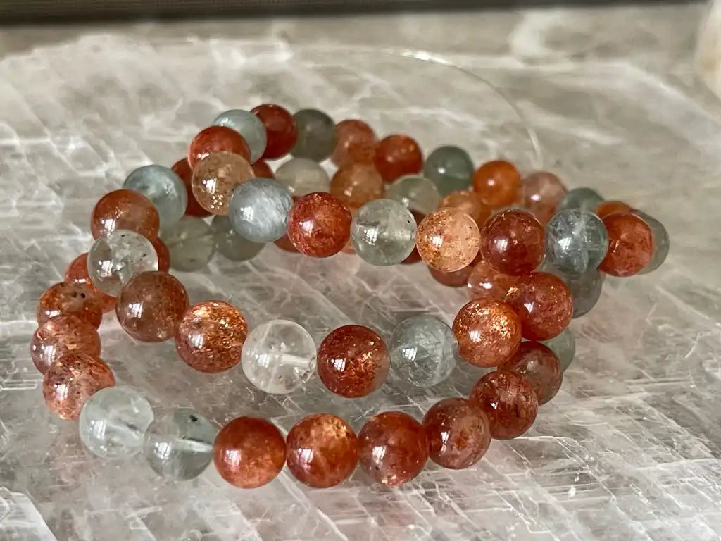 Tanzania Golden Strawberry Sunstone Bracelet A Grade 100% Natural Crystal Gemstone - JING WEN CRYSTAL