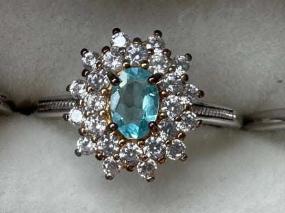 Peru Apatite Adjustable Ring A Grade with Silver 925 100% Natural Crystal Gemstone - JING WEN CRYSTAL