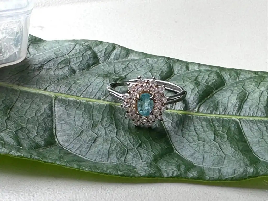 Peru Apatite Adjustable Ring A Grade with Silver 925 100% Natural Crystal Gemstone - JING WEN CRYSTAL