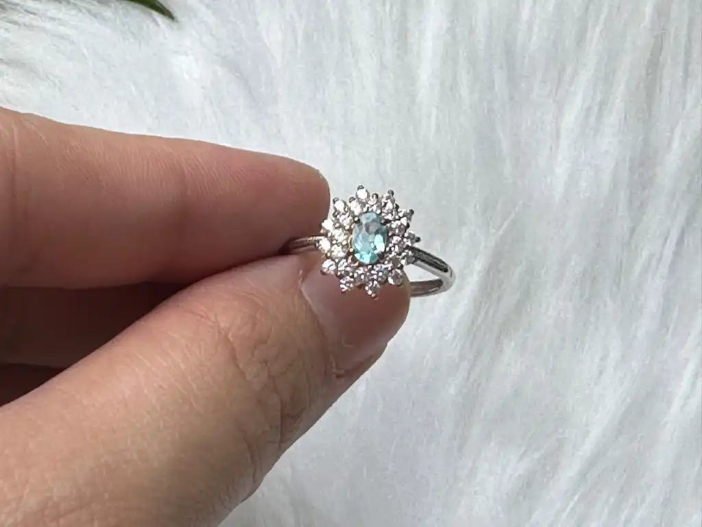 Peru Apatite Adjustable Ring A Grade with Silver 925 100% Natural Crystal Gemstone - JING WEN CRYSTAL