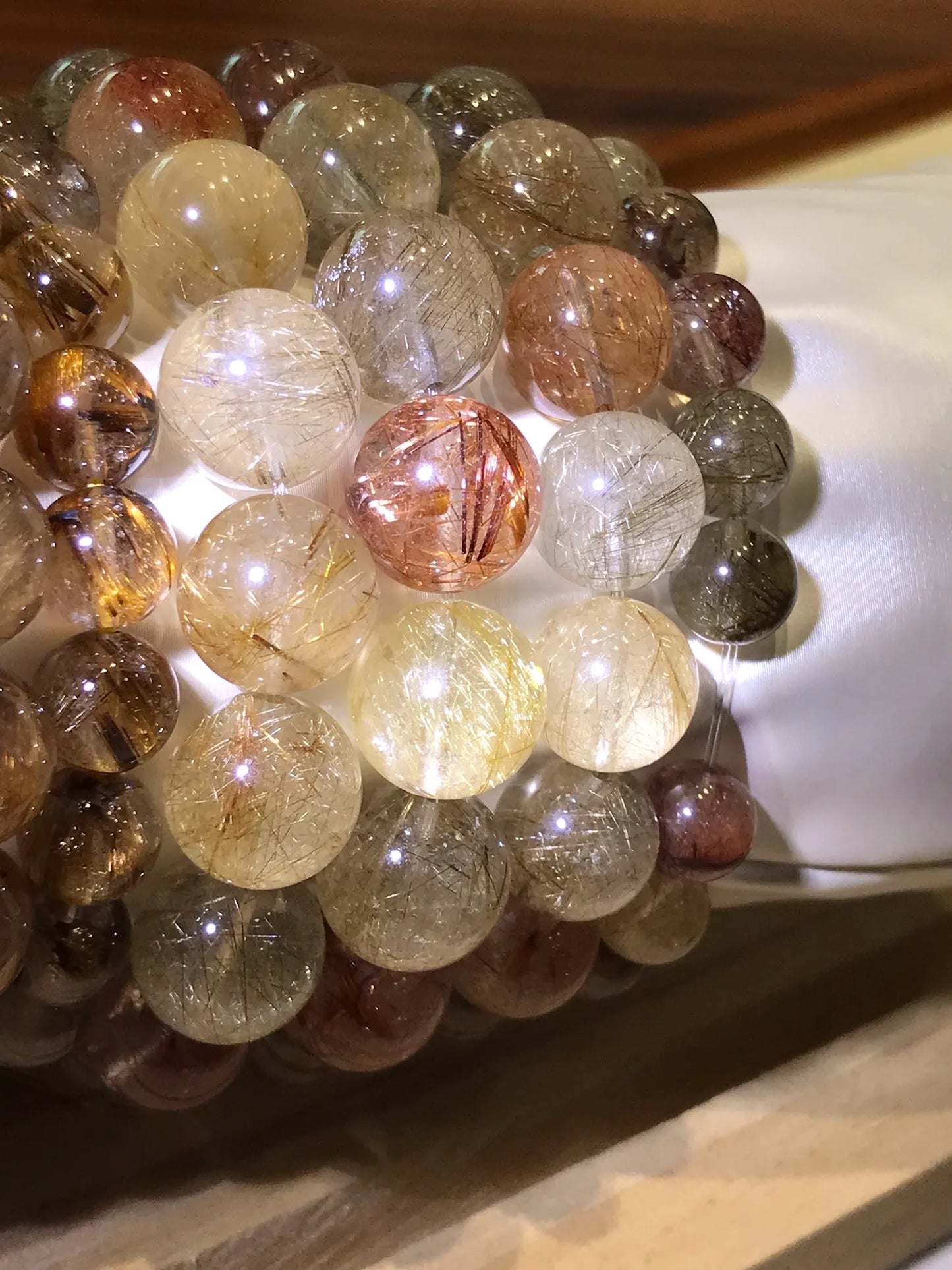 Brazil Mix Season Old Rutile Quartz Bracelet A Grade 100% Natural Crystal Gemstone