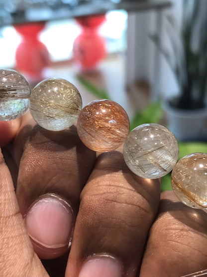Brazil Mix Season Old Rutile Quartz Bracelet A Grade 100% Natural Crystal Gemstone
