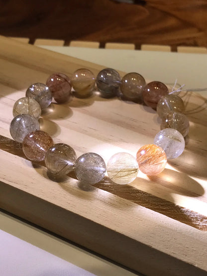 Brazil Mix Season Old Rutile Quartz Bracelet A Grade 100% Natural Crystal Gemstone