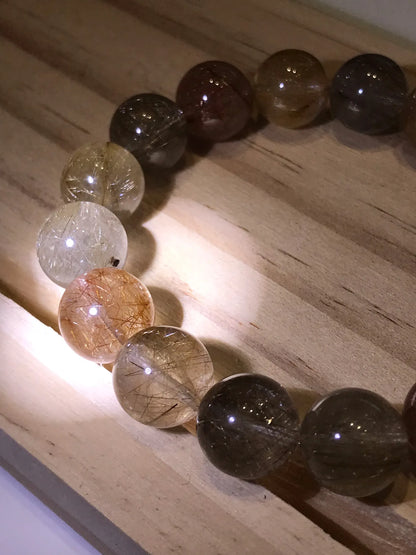 Brazil Mix Season Old Rutile Quartz Bracelet A Grade 100% Natural Crystal Gemstone