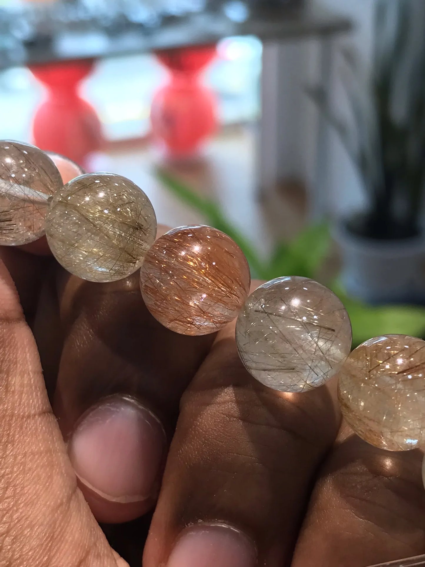 Brazil Mix Season Old Rutile Quartz Bracelet A Grade 100% Natural Crystal Gemstone