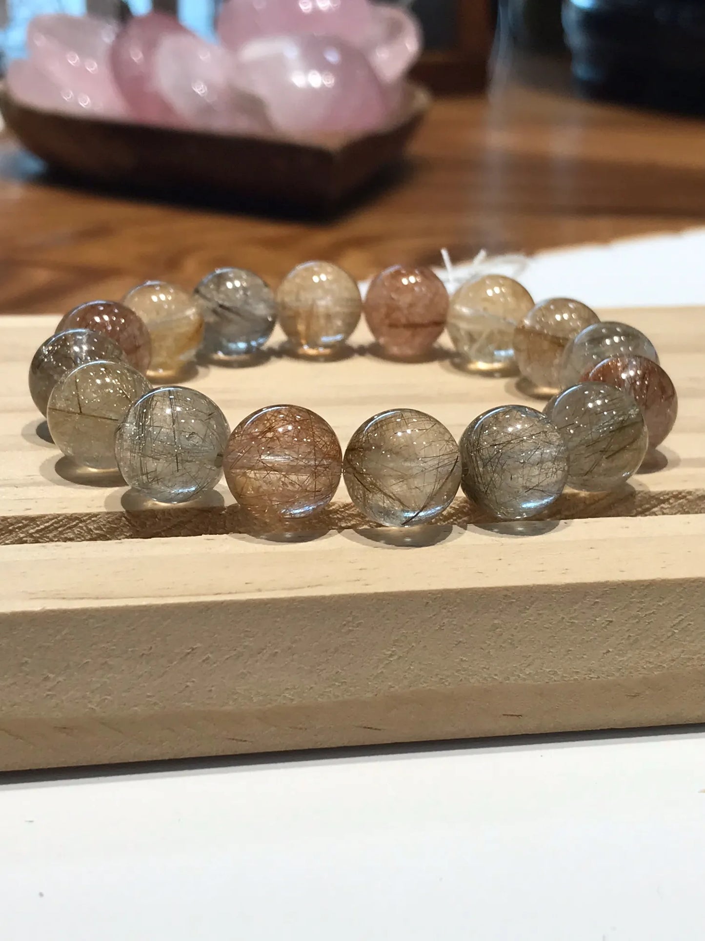 Brazil Mix Season Old Rutile Quartz Bracelet A Grade 100% Natural Crystal Gemstone