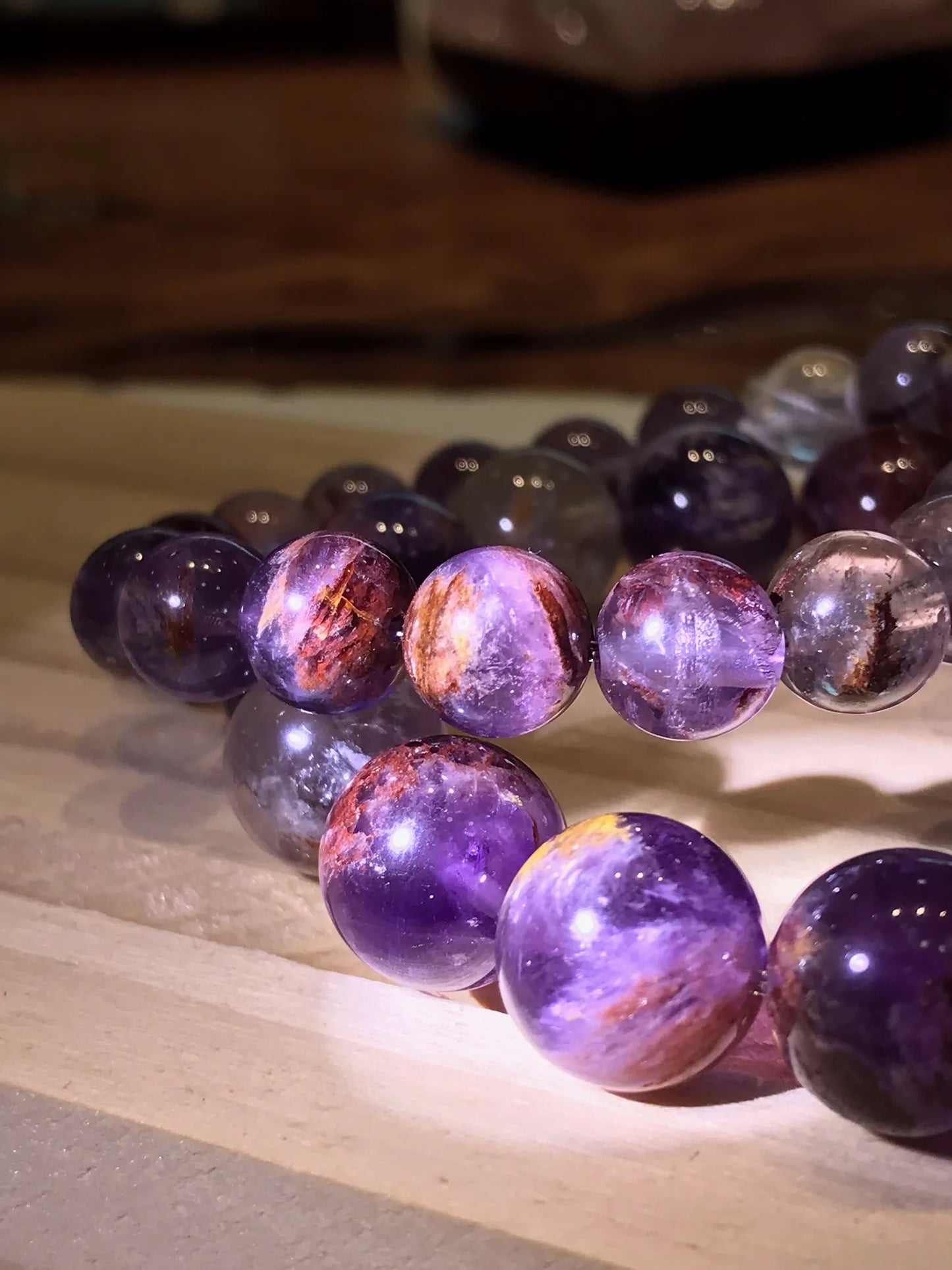 Brazil Amethyst Phantom Quartz Bracelet A Grade 100% Natural Crystal Gemstone