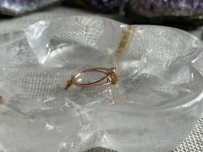 Madagascar Yellow Citrine Adjustable Ring A Grade in Silver 925 with Rose Gold Plated 100% Natural Crystal Gemstone - JING WEN CRYSTAL