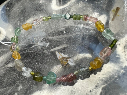 Brazil Tourmaline Old Mine Freeform Small Bead Bracelet A Grade 100% Natural Crystal Gemstone