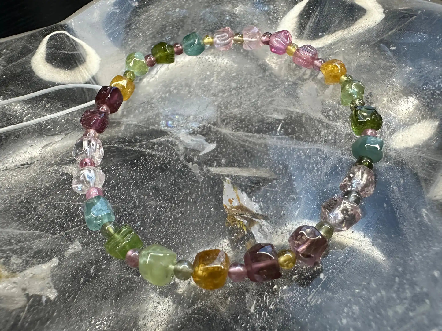 Brazil Tourmaline Old Mine Freeform Small Bead Bracelet A Grade 100% Natural Crystal Gemstone