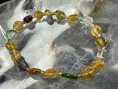 Brazil Tourmaline Old Mine Freeform Small Bead Bracelet A Grade 100% Natural Crystal Gemstone