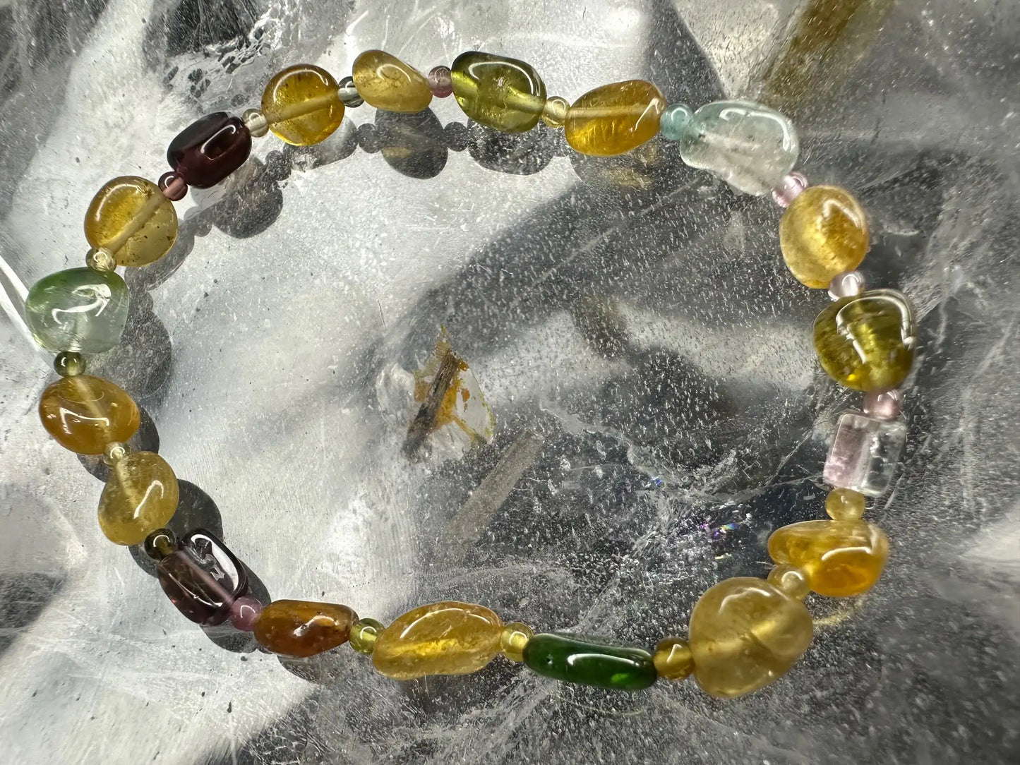 Brazil Tourmaline Old Mine Freeform Small Bead Bracelet A Grade 100% Natural Crystal Gemstone