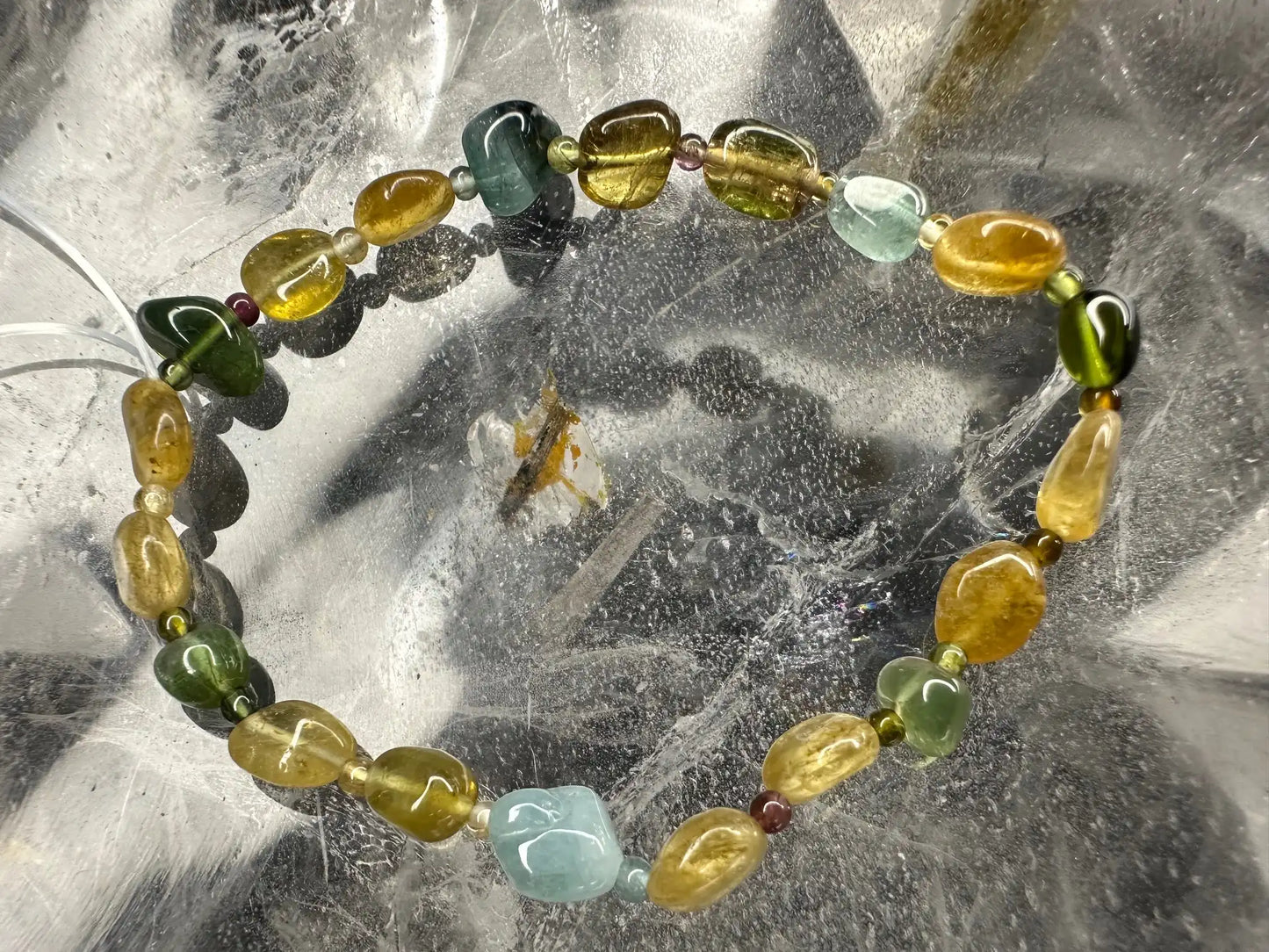 Brazil Tourmaline Old Mine Freeform Small Bead Bracelet A Grade 100% Natural Crystal Gemstone