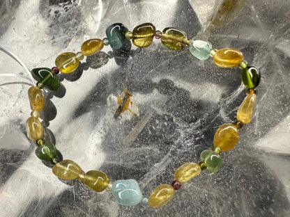 Brazil Tourmaline Old Mine Freeform Small Bead Bracelet A Grade 100% Natural Crystal Gemstone