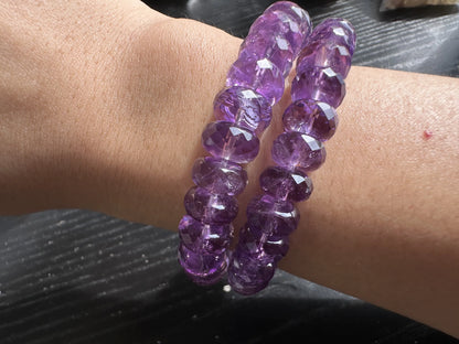 Brazil Amethyst Faceted Gem Bracelet A Grade 100% Natural Crystal Gemstone