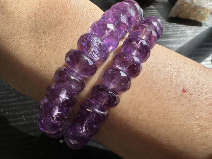 Brazil Amethyst Faceted Gem Bracelet A Grade 100% Natural Crystal Gemstone