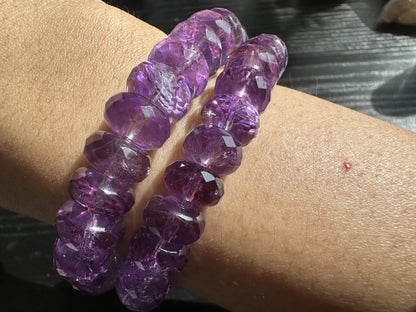 Brazil Amethyst Faceted Gem Bracelet A Grade 100% Natural Crystal Gemstone