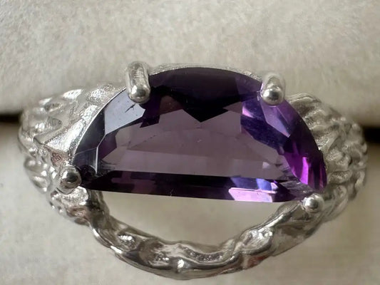 Brazil Amethyst Adjustable Ring Alluring Yin Yang A Grade in Silver 925 100% Natural Crystal Gemstone - JING WEN CRYSTAL