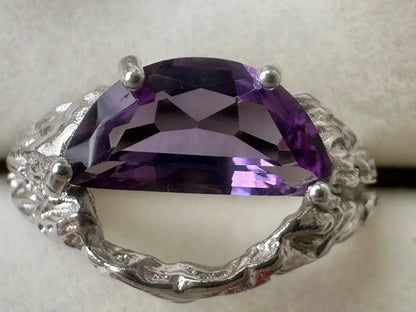 Brazil Amethyst Adjustable Ring Alluring Yin Yang A Grade in Silver 925 100% Natural Crystal Gemstone - JING WEN CRYSTAL