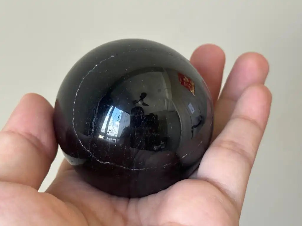 USA Black Tourmaline Sphere Ball 100% Natural Crystal Gemstone - JING WEN CRYSTAL