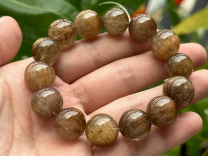 Brazil Old Mine Bronze Copper Gold Rutile Quartz Bracelet A Grade 100% Natural Crystal Gemstone - JING WEN CRYSTAL