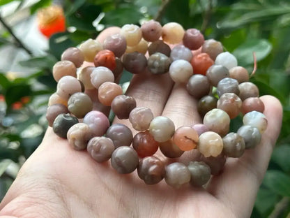 Tibet Rare Old Multicolor Tibetan Agate Buddha Carving 8mm Bracelet  A Grade 100% Natural Crystal Gemstone - JING WEN CRYSTAL