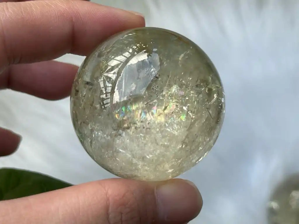 Madagascar Yellow Citrine Sphere 4cm 100% Natural Crystal Gemstone - JING WEN CRYSTAL