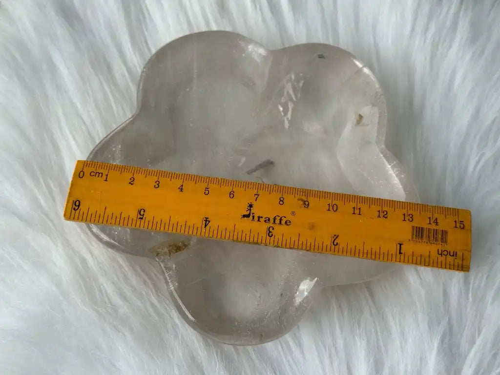 Brazil Clear Quartz Flower Cleansing Bowl 13cm 100% Natural Crystal Gemstone - JING WEN CRYSTAL