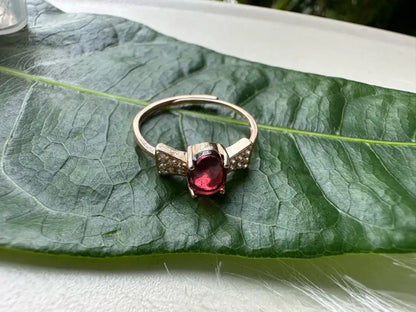 India Garnet Adjustable Ring A Grade with Silver 925 100% Natural Crystal Gemstone - JING WEN CRYSTAL