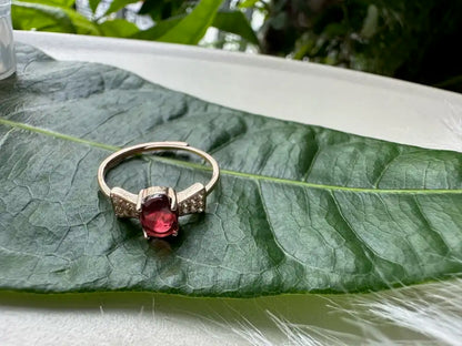 India Garnet Adjustable Ring A Grade with Silver 925 100% Natural Crystal Gemstone - JING WEN CRYSTAL