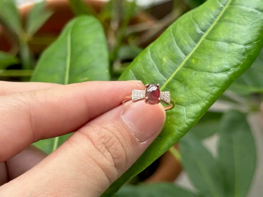 India Garnet Adjustable Ring A Grade with Silver 925 100% Natural Crystal Gemstone - JING WEN CRYSTAL