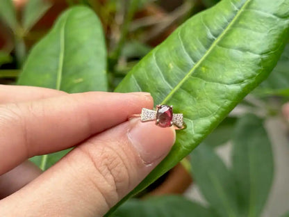 India Garnet Adjustable Ring A Grade with Silver 925 100% Natural Crystal Gemstone - JING WEN CRYSTAL