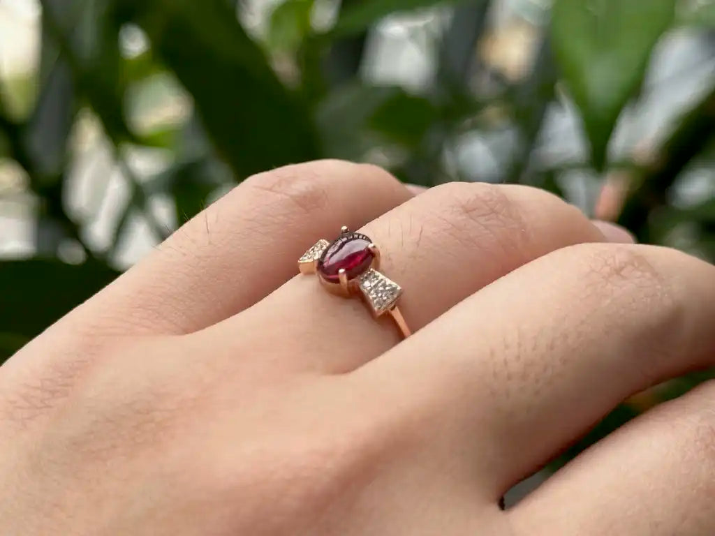India Garnet Adjustable Ring A Grade with Silver 925 100% Natural Crystal Gemstone - JING WEN CRYSTAL